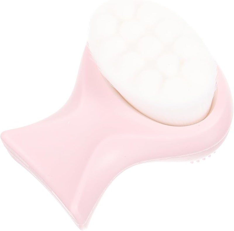 Pink Double Sided Soft Silicone Facial Cleansing Brush Gentle Exfoliator For Deep Pore Cleaning - Image 1